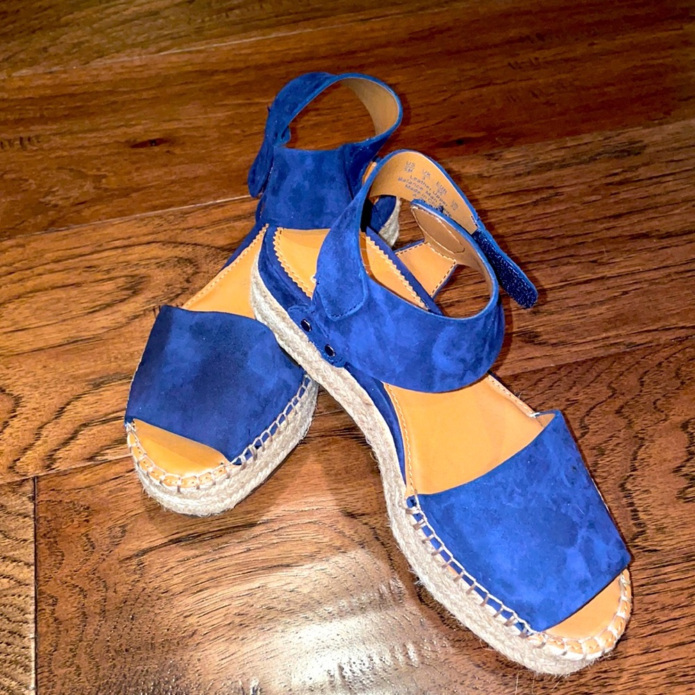 Franco Sarto Blue Suede Sandals, Size 5
